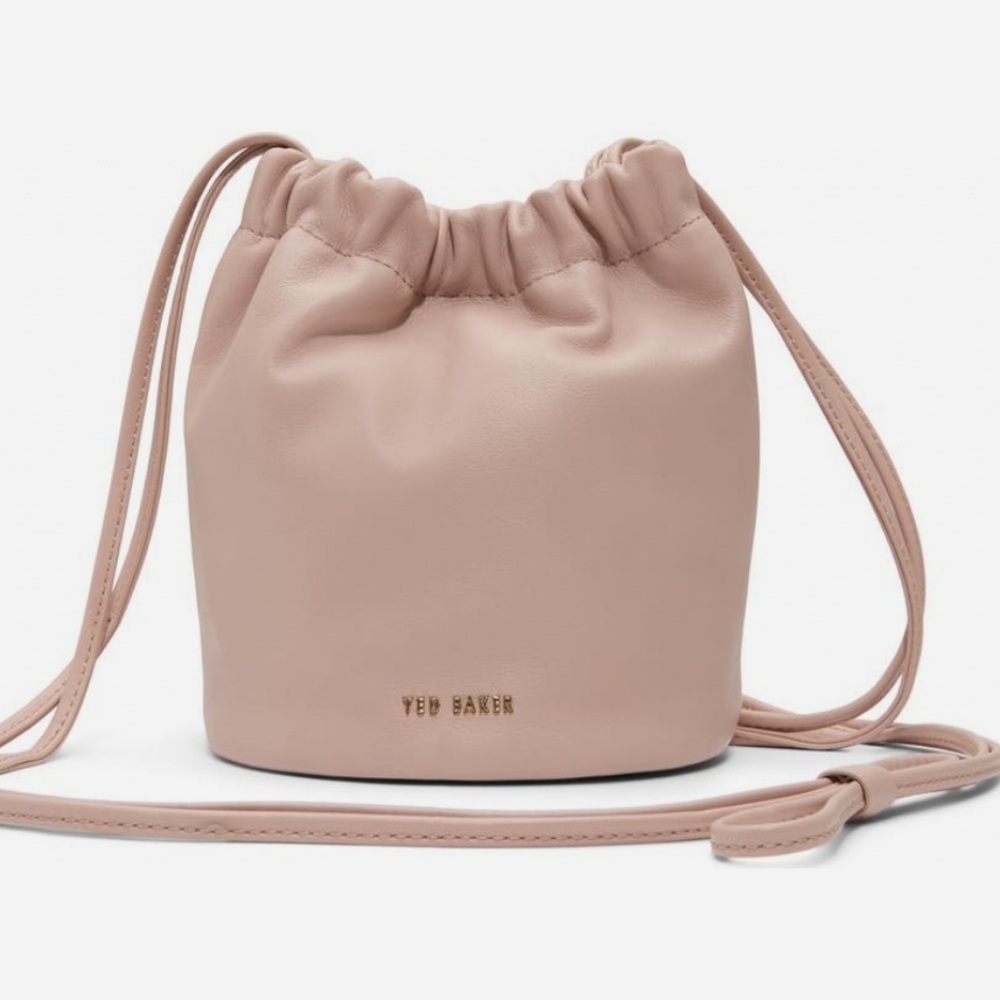 Ted Baker Pink Crossbody Bucket Bag with Drawstring Closure